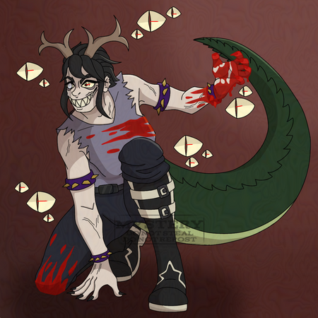 Full body w/ Light gore, Full shading, 1-2 color background