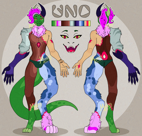 Complex front + back ref sheet, Flat color, 1-2 color background